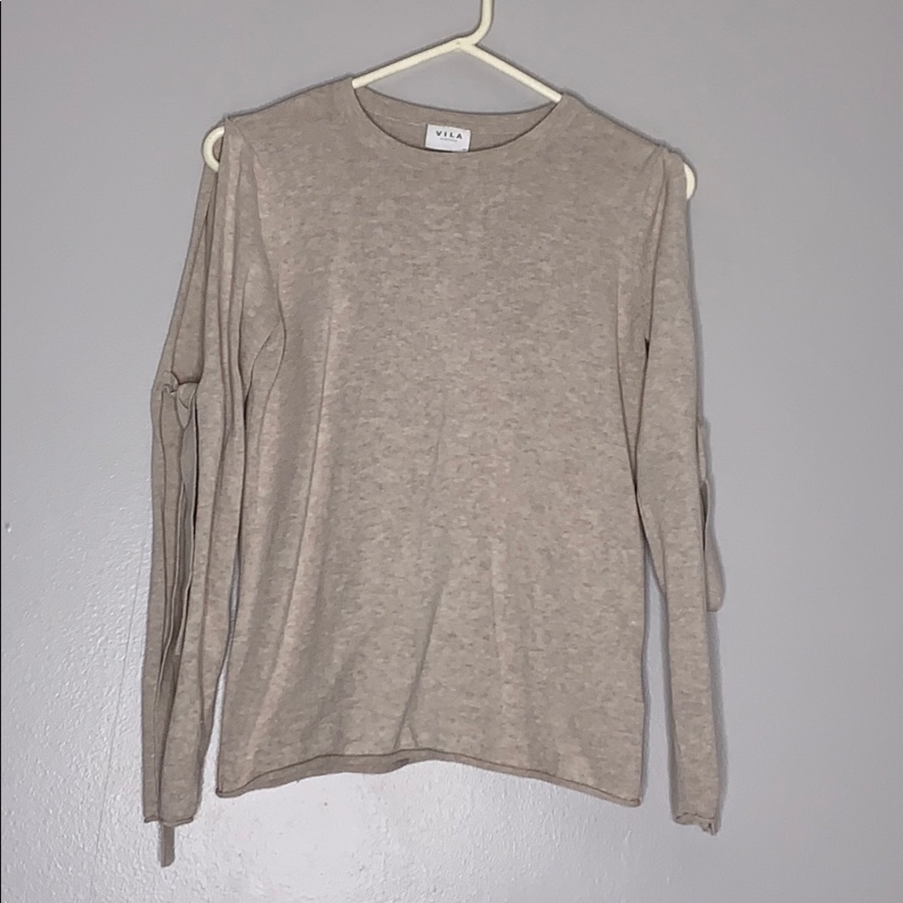 Vila Oatmeal Split Sleeve Crewneck Sweater XS women’s